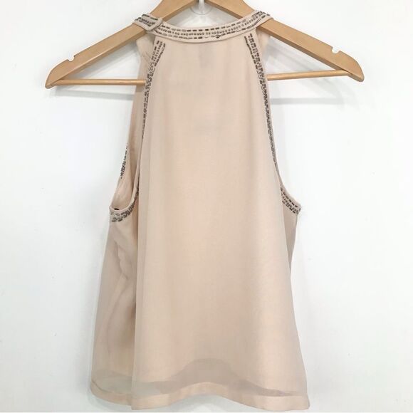 Forever 21 Cream Silver Sequin Beaded Halter Holiday Tank Blouse NEW - Picture 6 of 15
